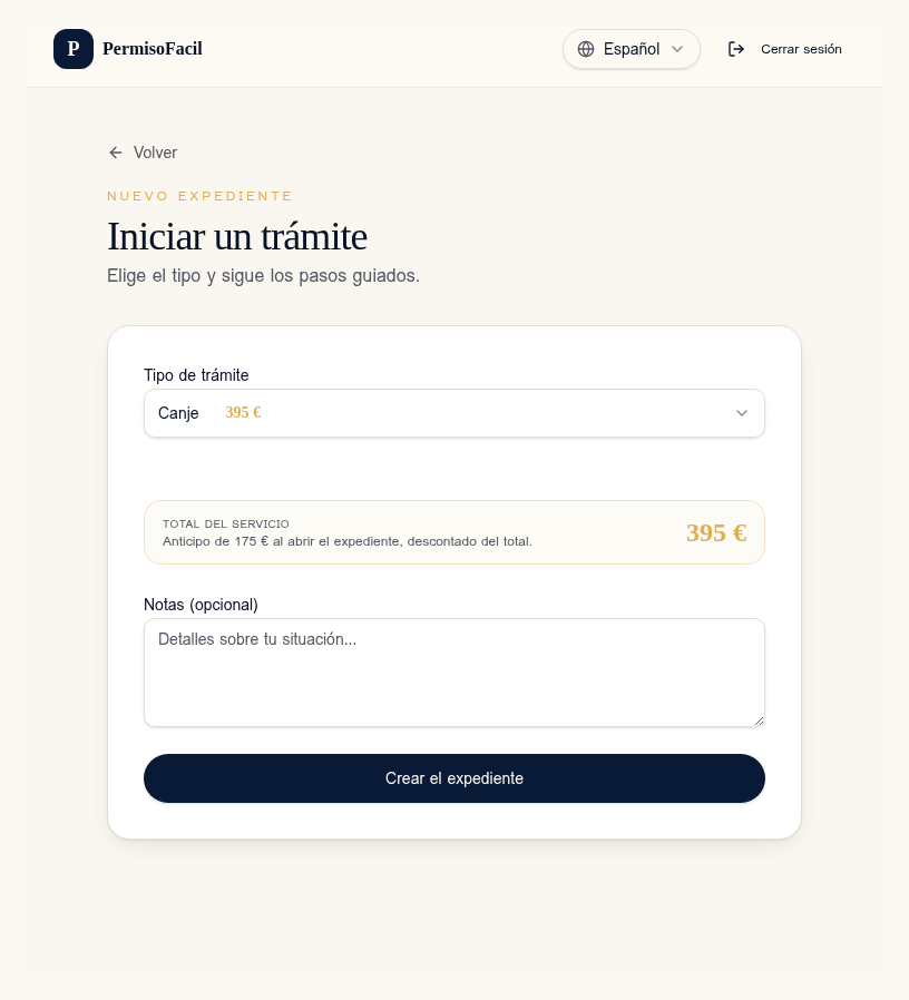 5. Crea un nuevo expediente