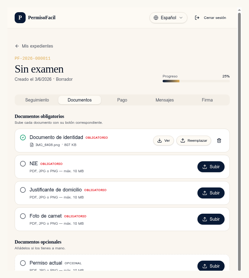 6. Sube tus documentos